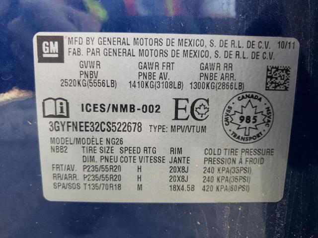 3GYFNEE32CS522678 - 2012 CADILLAC SRX PERFORMANCE COLLECTION  фото 10