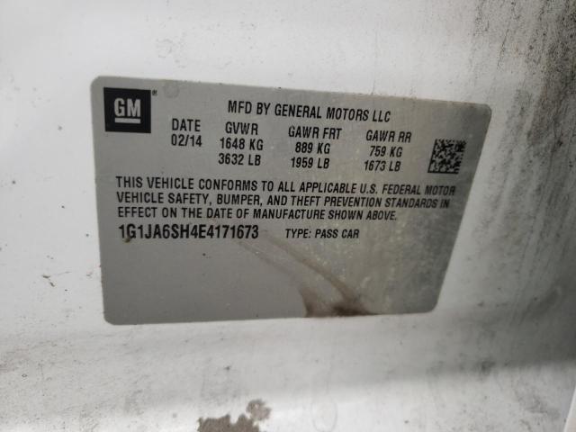 1G1JA6SH4E4171673 - 2014 CHEVROLET SONIC LS WHITE photo 10