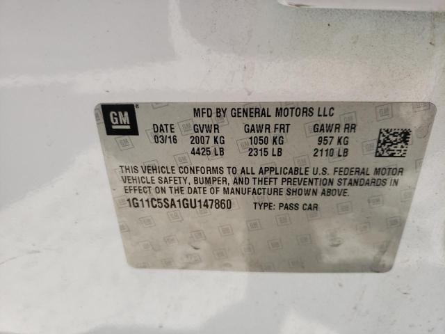 1G11C5SA1GU147860 - 2016 CHEVROLET MALIBU LIM 白色 照片 10