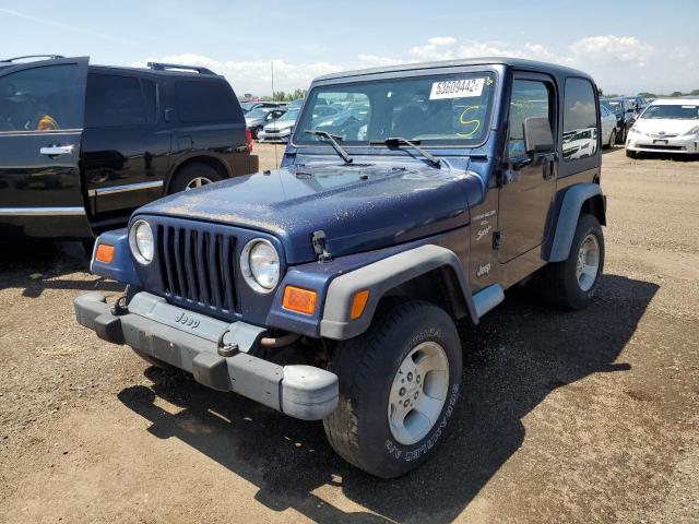 1J4FA49S0YP784499 - 2000 JEEP WRANGLER BLUE photo 2