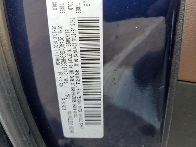 2C4RC1GG0HR531742 - 2017 CHRYSLER PACIFICA L BLUE photo 10