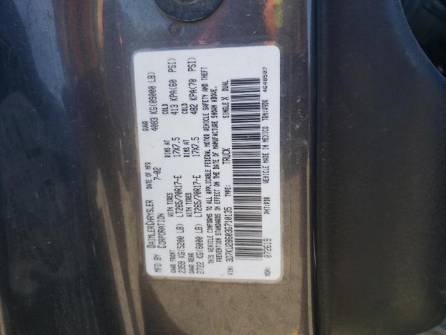 3D7KU28603G710135 - 2003 DODGE RAM 2500 S GRAY photo 10