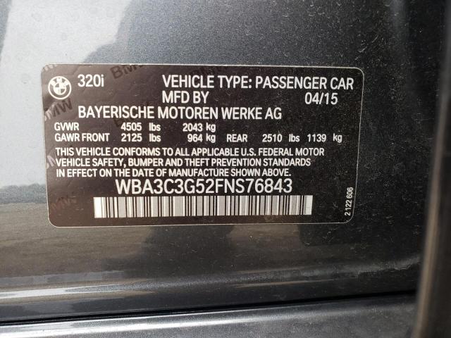 WBA3C3G52FNS76843 - 2015 BMW 320 I XDRI GRAY photo 10