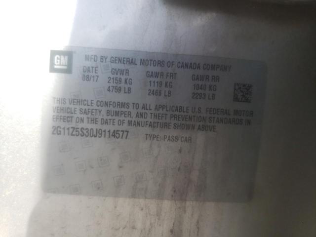 2G11Z5S30J9114577 - 2018 CHEVROLET IMPALA PRE ვერცხლისფერი ფოტო 10