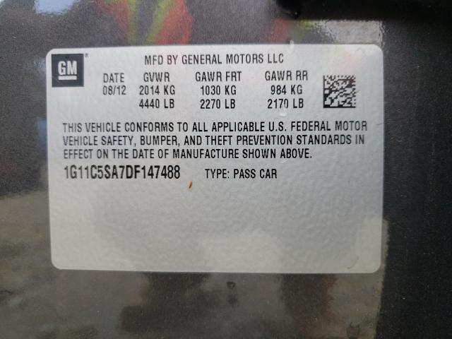 1G11C5SA7DF147488 - 2013 CHEVROLET MALIBU 1LT 灰色 照片 10