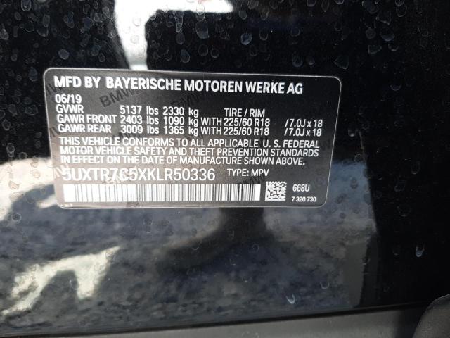 5UXTR7C5XKLR50336 - 2019 BMW X3 SDRIVE3 BLACK photo 10