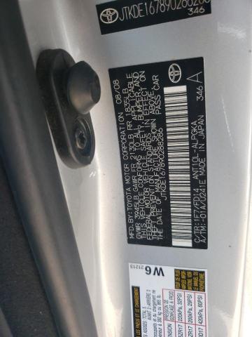 JTKDE167890288286 - 2009 TOYOTA SCION TC ვერცხლისფერი ფოტო 10