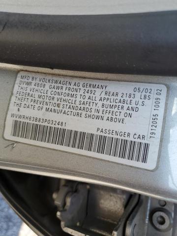 WVWRH63B83P032481 - 2003 VOLKSWAGEN PASSAT GLX Boz foto 10