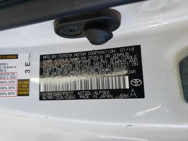 JTKJF5C7XE3085310 - 2014 TOYOTA SCION TC 白色 照片 10