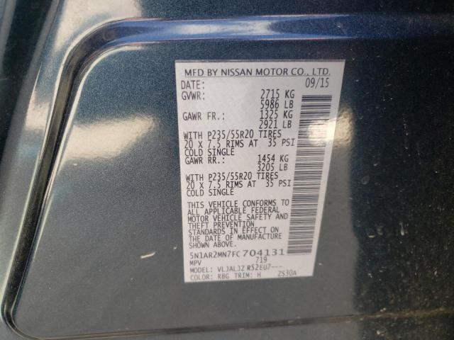 5N1AR2MN7FC704131 - 2015 NISSAN PATHFINDER S  照片 10