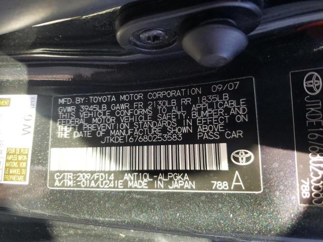 JTKDE167680253583 - 2008 TOYOTA SCION TC BLACK photo 10