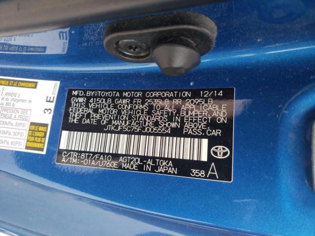 JTKJF5C75FJ005554 - 2015 TOYOTA SCION TC ლურჯი ფოტო 10