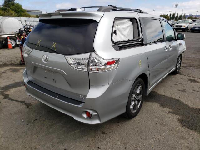 5TDEZ3DC4KS221974 - 2019 TOYOTA SIENNA SE SILVER photo 4