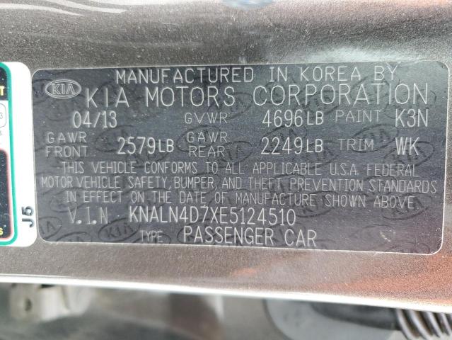 KNALN4D7XE5124510 - 2014 KIA CADENZA PR GRAY photo 10