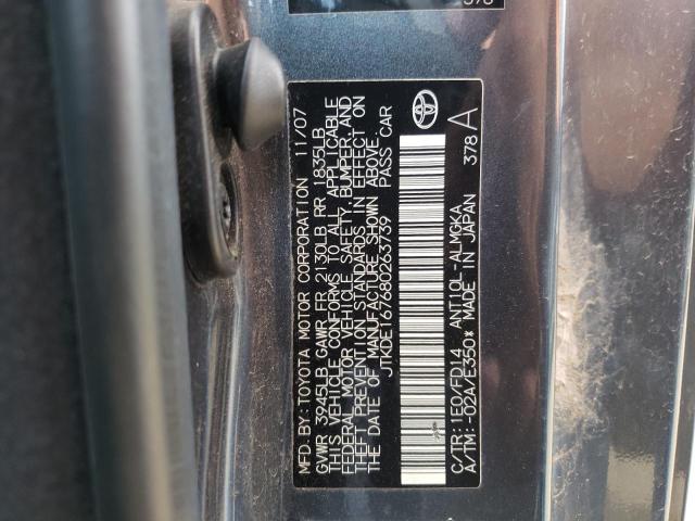 JTKDE167680263739 - 2008 TOYOTA SCION TC გრაფიტი ფოტო 10