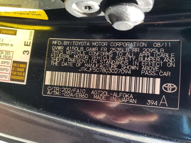 JTKJF5C78C3027094 - 2012 TOYOTA SCION TC შავი ფოტო 10