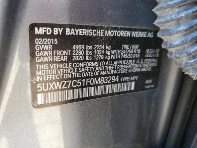 5UXWZ7C51F0M83294 - 2015 BMW X3 SDRIVE2 SILVER photo 10