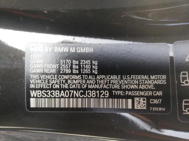 WBS33BA07NCJ38129 - 2022 BMW M4 COMPETI GRAY photo 10