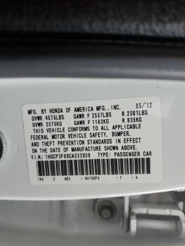 1HGCP3F89CA033909 - 2012 HONDA ACCORD EXL WHITE photo 10