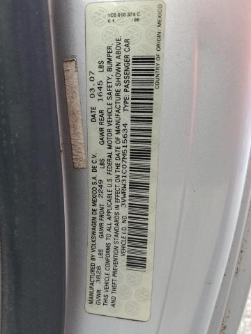 3VWRW31C07M515634 - 2007 VOLKSWAGEN NEW BEETLE 银色 照片 10