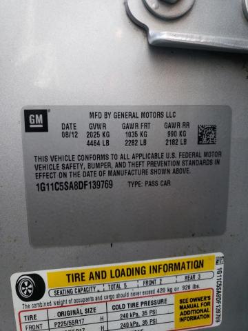 1G11C5SA8DF139769 - 2013 CHEVROLET MALIBU 1LT 银色 照片 10