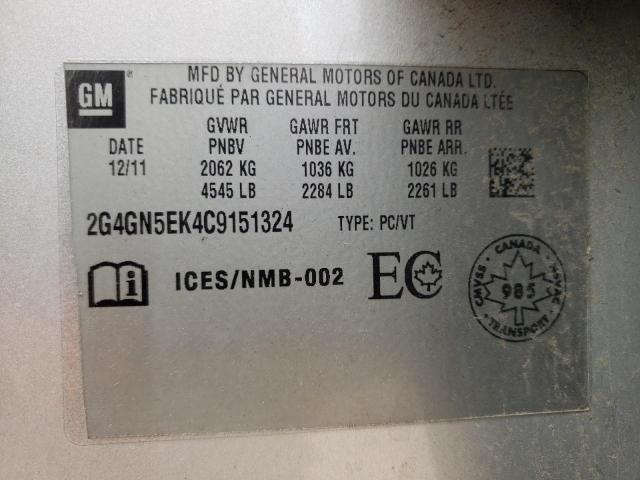 2G4GN5EK4C9151324 - 2012 BUICK REGAL SILVER photo 10