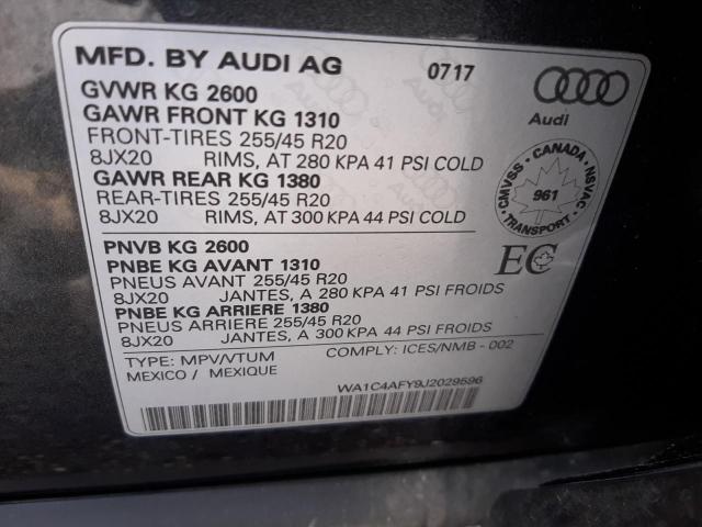 WA1C4AFY9J2029596 - 2018 AUDI SQ5 PRESTI GRAY photo 10