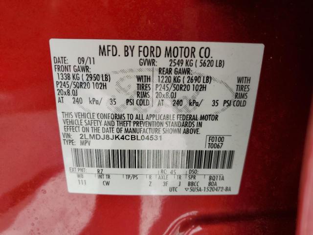 2LMDJ8JK4CBL04531 - 2012 LINCOLN MKX AWD RED photo 10