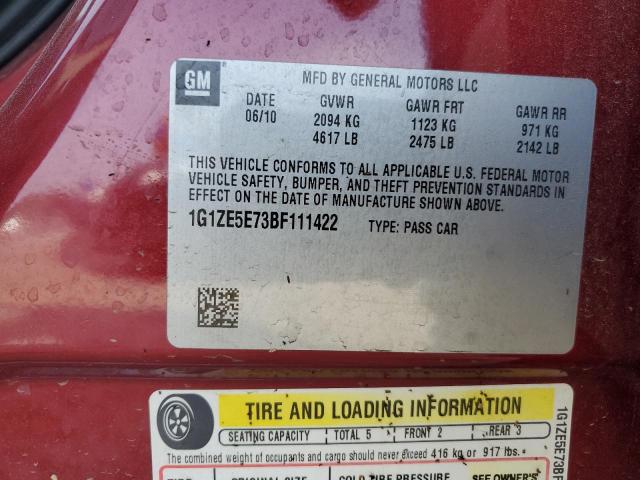 1G1ZE5E73BF111422 - 2011 CHEVROLET MALIBU LTZ  ფოტო 10