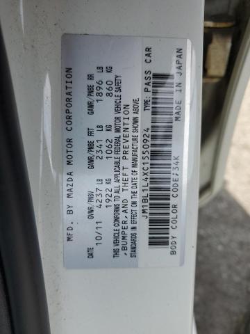 JM1BL1L4XC1550924 - 2012 MAZDA SPEED 3 WHITE photo 10