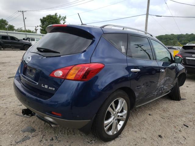 JN8AZ18W69W160780 - 2009 NISSAN MURANO BLUE photo 4