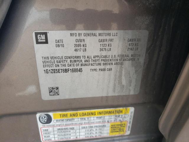 1G1ZE5E78BF168845 - 2011 CHEVROLET MALIBU LTZ ნაცრისფერი ფოტო 10