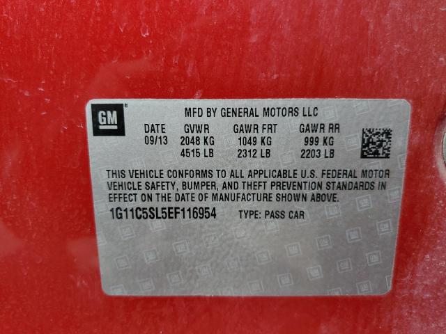 1G11C5SL5EF116954 - 2014 CHEVROLET MALIBU 1LT 勃艮第红 照片 10