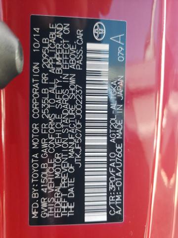 JTKJF5C70FJ002237 - 2015 TOYOTA SCION TC წითელი ფოტო 10