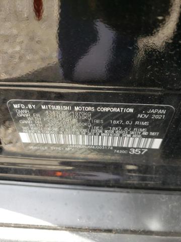 JA4ARUAU6NU003174 - 2022 MITSUBISHI OUTLANDER შავი ფოტო 10