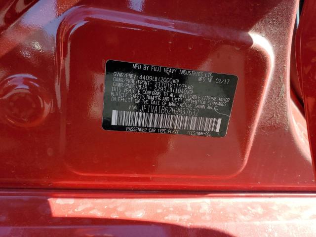 JF1VA1B62H9837632 - 2017 SUBARU WRX RED photo 10