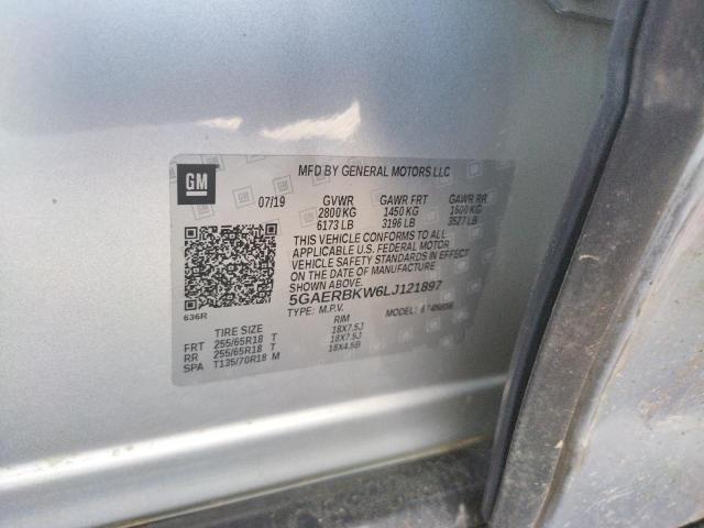 5GAERBKW6LJ121897 - 2020 BUICK ENCLAVE ES SILVER photo 10