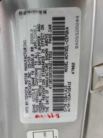 4T1BE32K03U217552 - 2003 TOYOTA CAMRY LE  photo 10