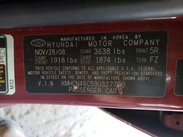 KMHCN46C59U327700 - 2009 HYUNDAI ACCENT MAROON photo 10