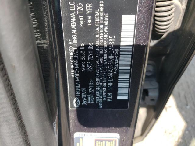 5NPLN4AG5MH024885 - 2021 HYUNDAI ELANTRA SEL  photo 10