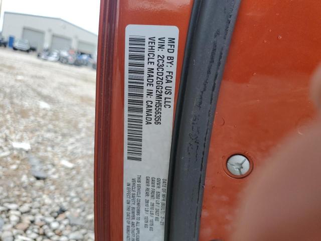 2C3CDZGG2MH556356 - 2021 DODGE CHALLENGER ORANGE photo 10