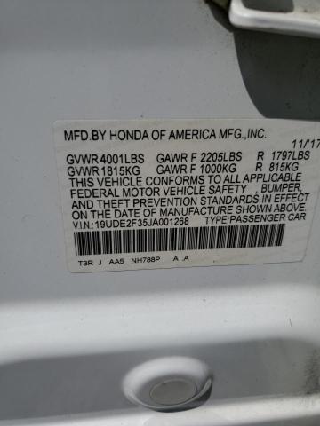 19UDE2F35JA001268 - 2018 ACURA ILX BASE W WHITE photo 10