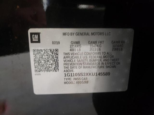 1G1105S3XKU145589 - 2019 CHEVROLET IMPALA PRE შავი ფოტო 10