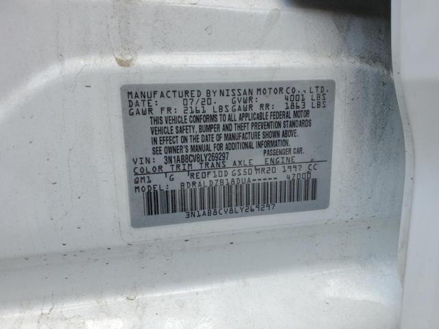 3N1AB8CV8LY269297 - 2020 NISSAN SENTRA SV WHITE photo 10