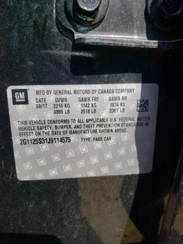 2G1125S31J9114575 - 2018 CHEVROLET IMPALA PRE შავი ფოტო 10