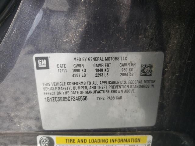 1G1ZC5E05CF246556 - 2012 CHEVROLET MALIBU 1LT 石墨色 照片 10