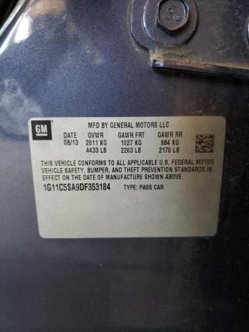 1G11C5SA9DF353184 - 2013 CHEVROLET MALIBU 1LT 蓝色 照片 10