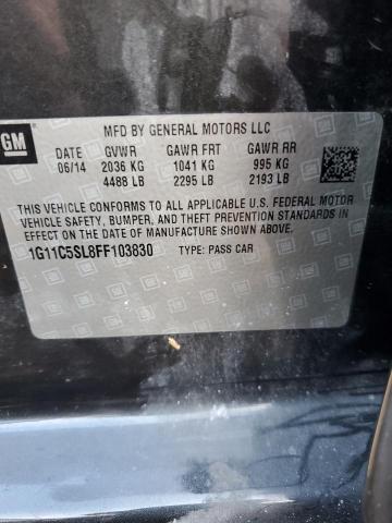 1G11C5SL8FF103830 - 2015 CHEVROLET MALIBU 1LT ნაცრისფერი ფოტო 10