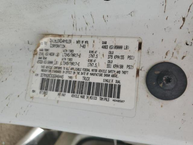 3D7KA28C63G846445 - 2003 DODGE RAM 2500 S Սպիտակ լուսանկար 10