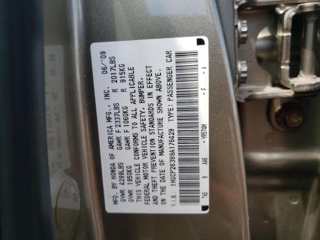 1HGCP26399A176429 - 2009 HONDA ACCORD LX GOLD photo 10